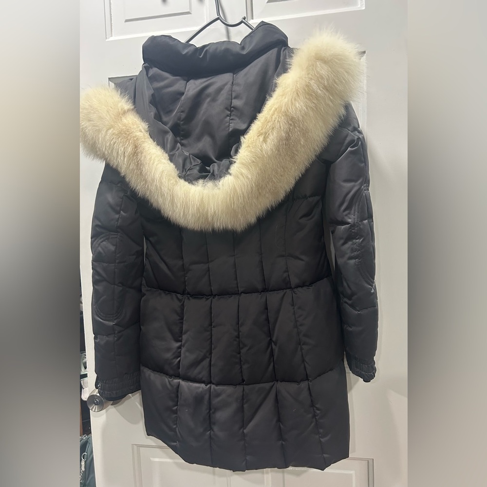 Madison Charcoal Puffer Coat with Faux Fur Trim - Picture 8 of 12
